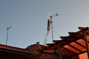 Colocando los aerogeneradores